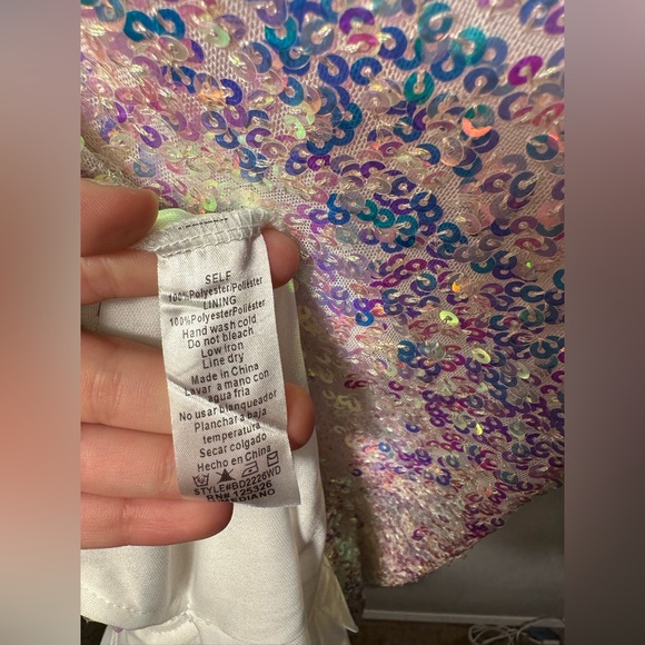 NWT Windsor Sequin Mini Dress Medium White Rainbow Glitter Party Club Bride Glam - Picture 7 of 15